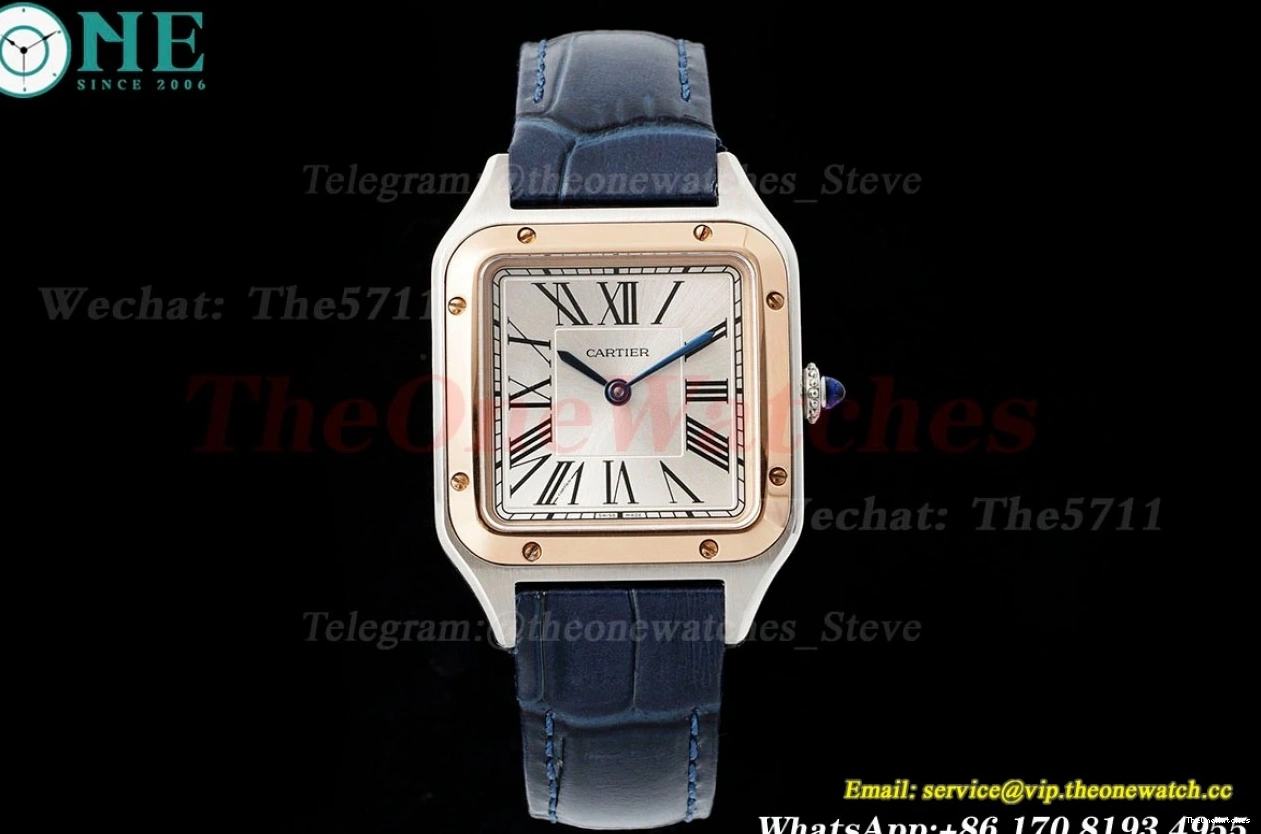 Silver Dumont Santos RG Blue AF Dial Quartz LE 1222